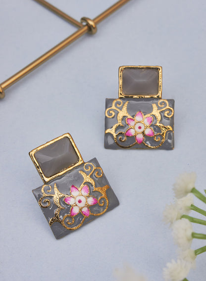 square stone meena studs