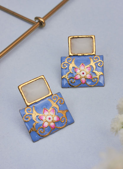 square stone meena studs