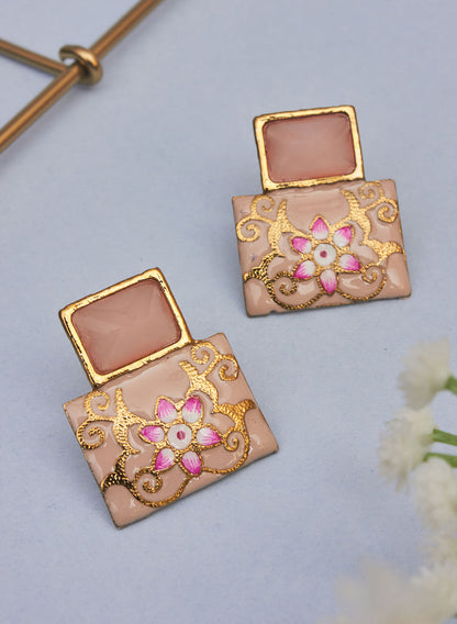 square stone meena studs