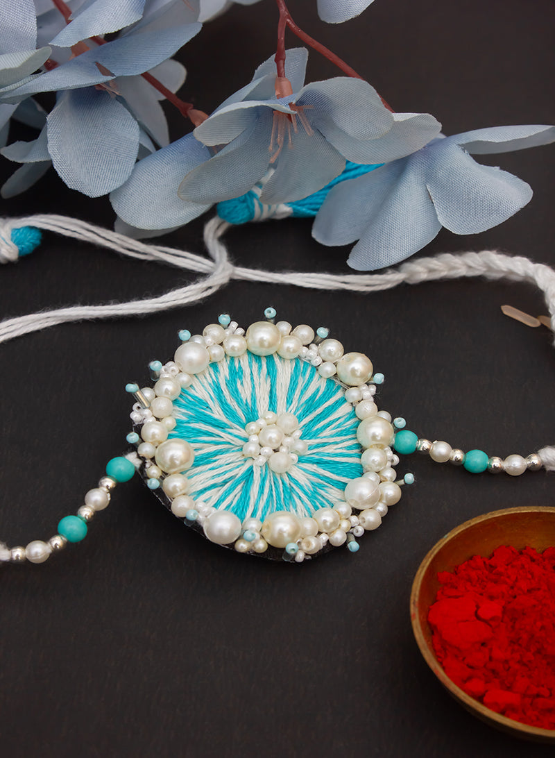 blue cluster pearl rakhi