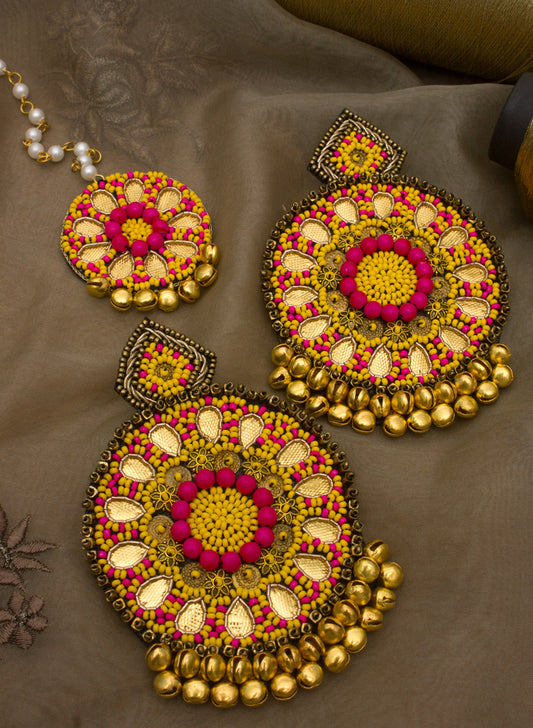 Heena Yellow Gota Set