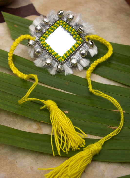 yellow green mirror rakhi
