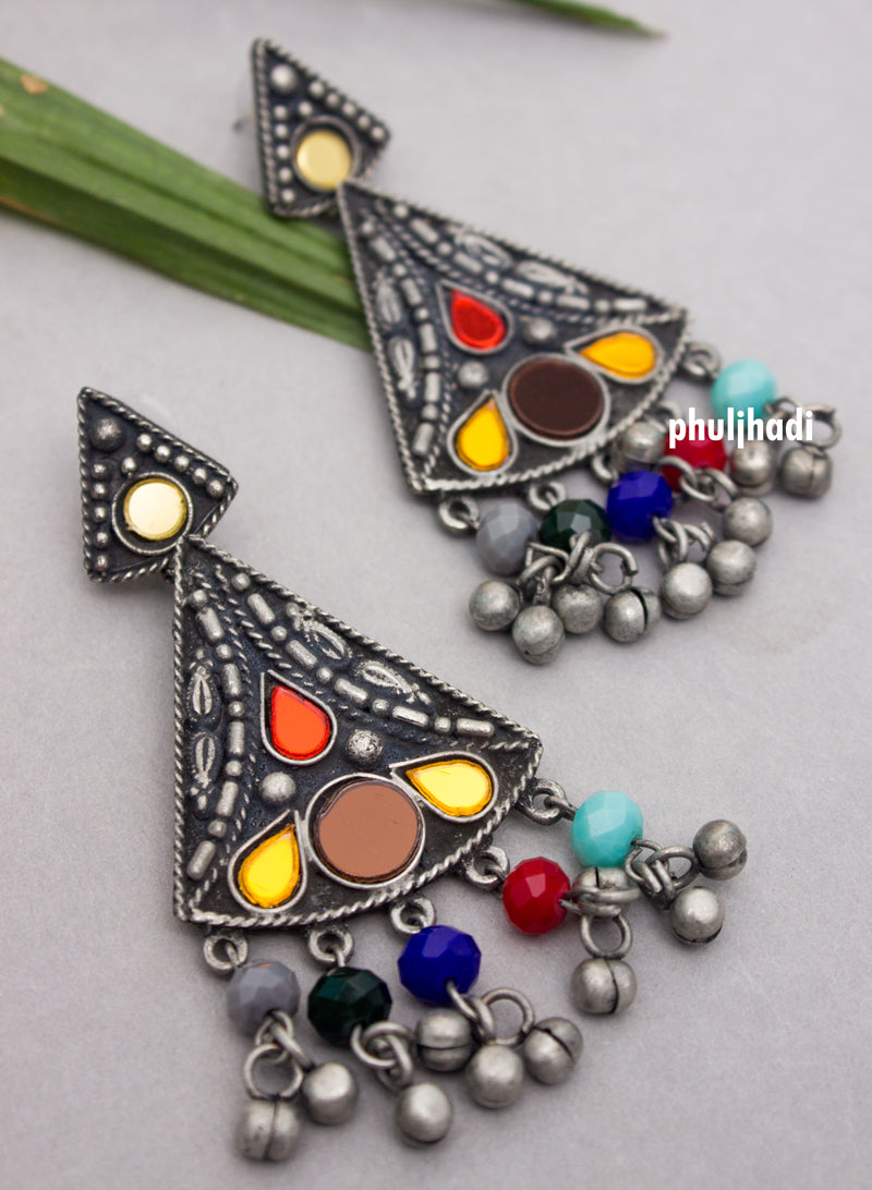Multicolor Triangle Stone Earring