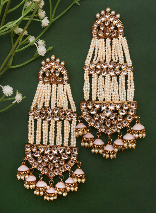 Rukmi stone long earrings comes with saharra