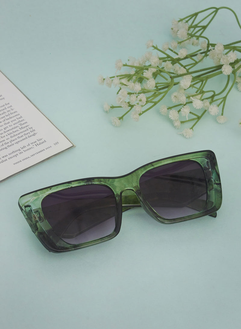 Emerald Geek-Chic Acetate Geometric Tinted Sunglasses with Green Sunwear  Lenses - 1549