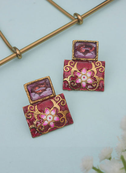 square stone meena studs