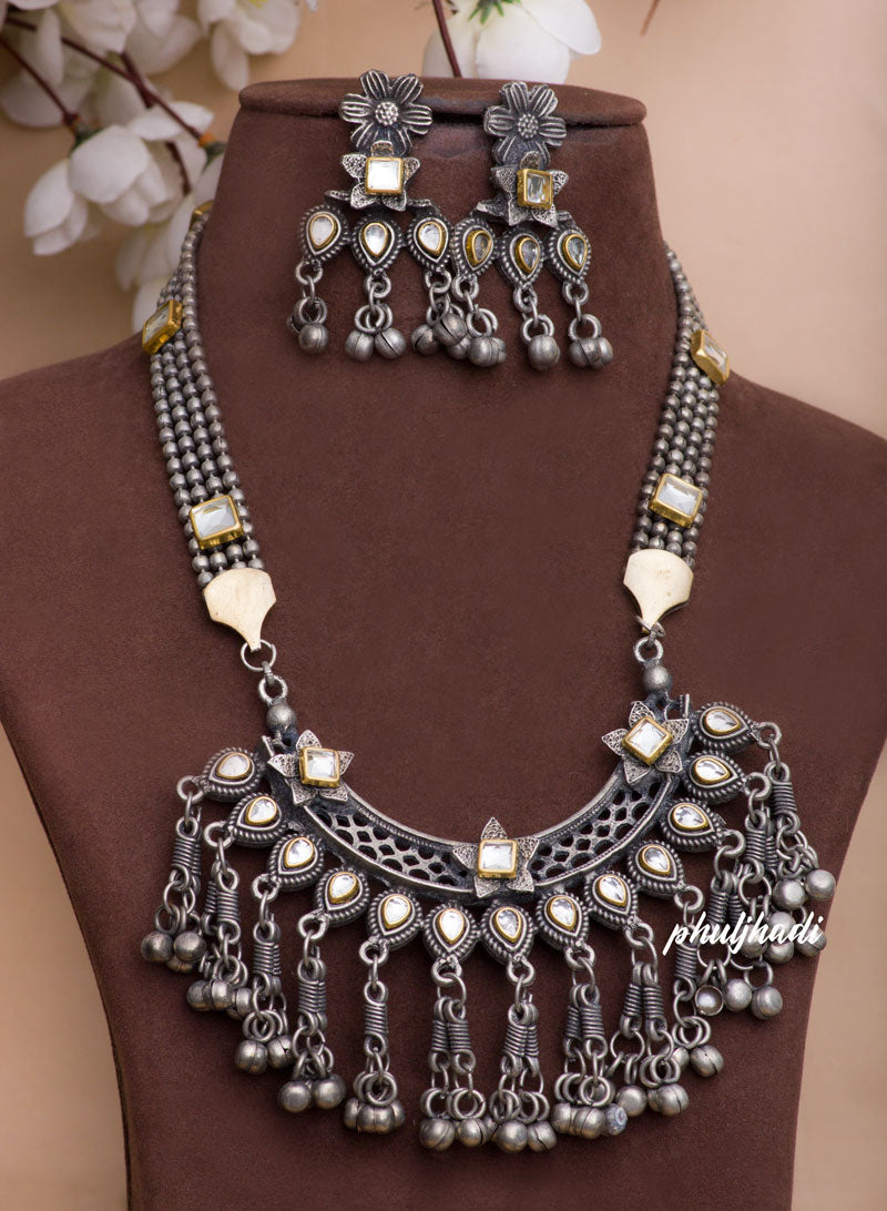 Two Tone Chaandbali Necklace Set
