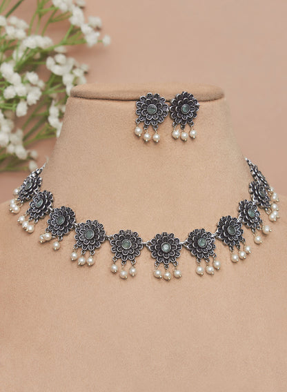 Flower German Silver Stone Set