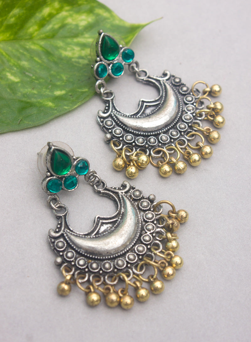 golden ghungroo silver earring
