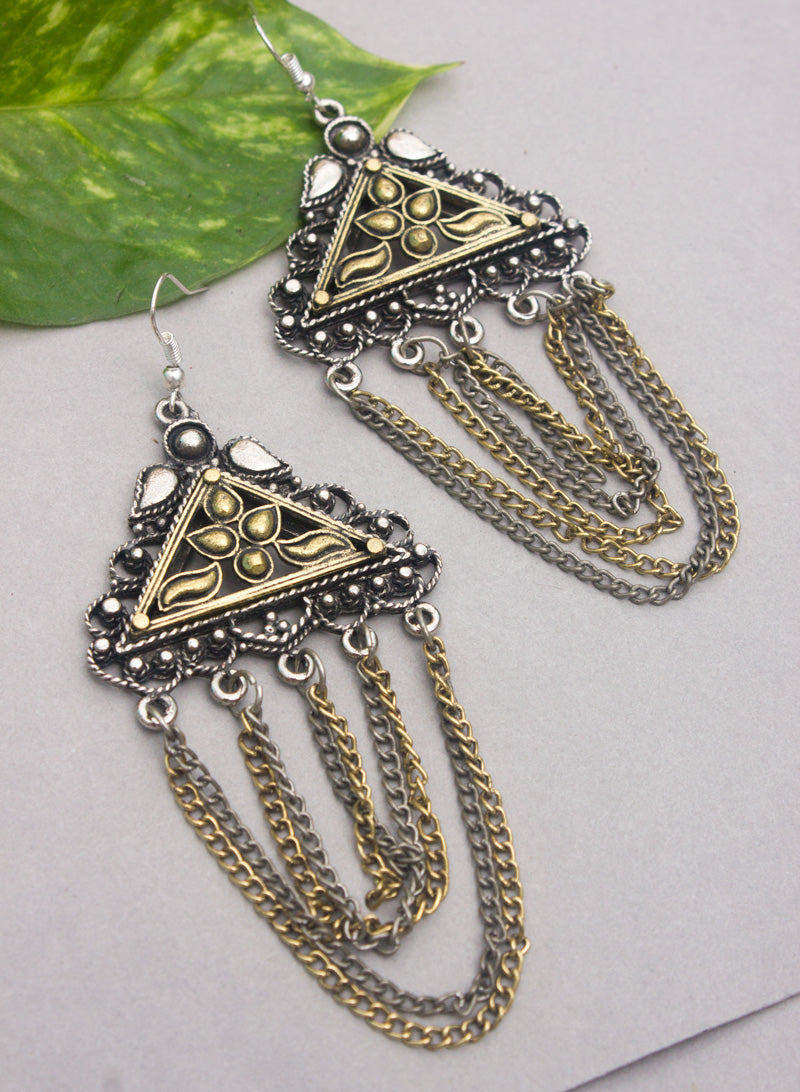 antique golden triangular earring