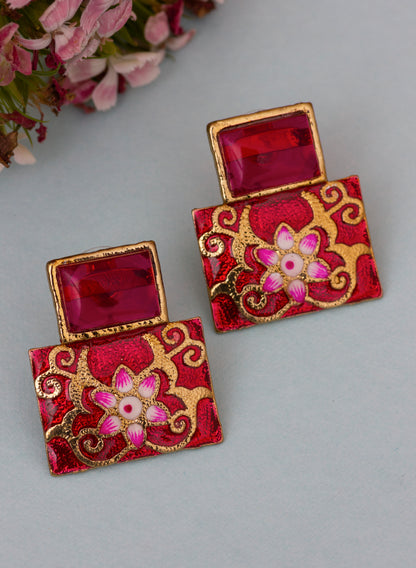 square stone meena studs