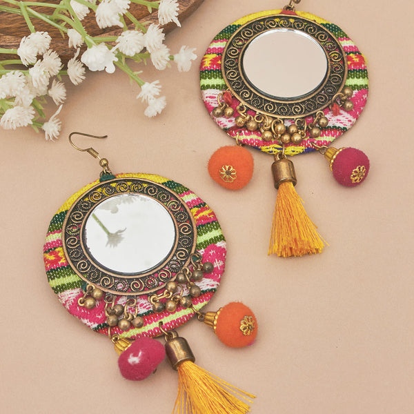 Large Colorful Hoop Earrings recycled Sari - India – JustGoodsOnline