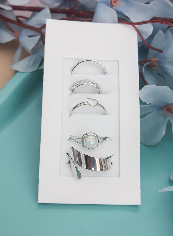 Five Pack Silver Rings
