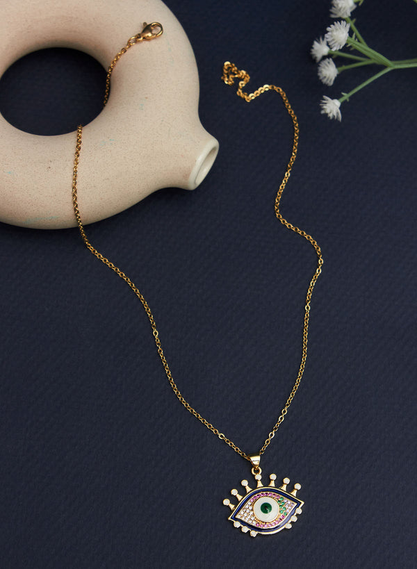 Evil eye multicolor pendant necklace