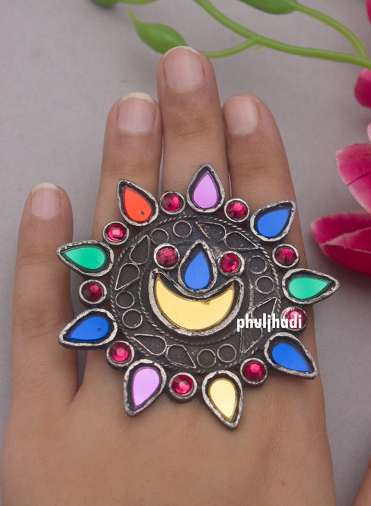 deepa multicolor oxidised ring