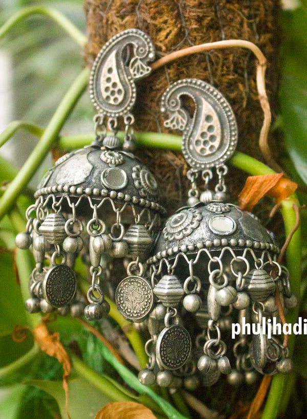 multielement oxidised paisley jhumka
