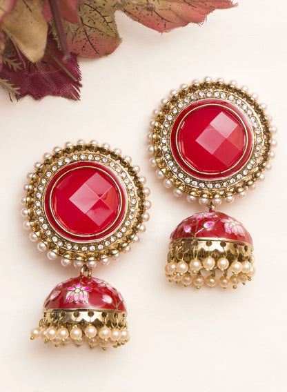 Big Round Stone Meena Jhumka