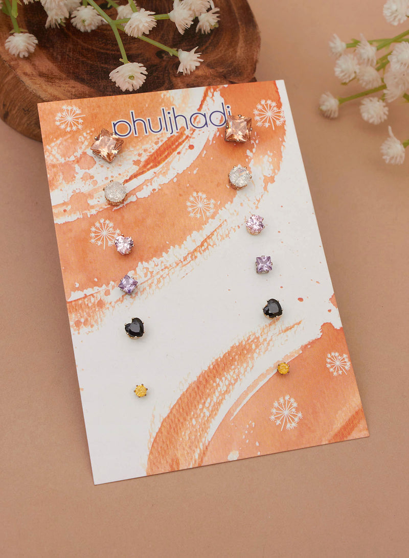 Six pack multicolor stone studs