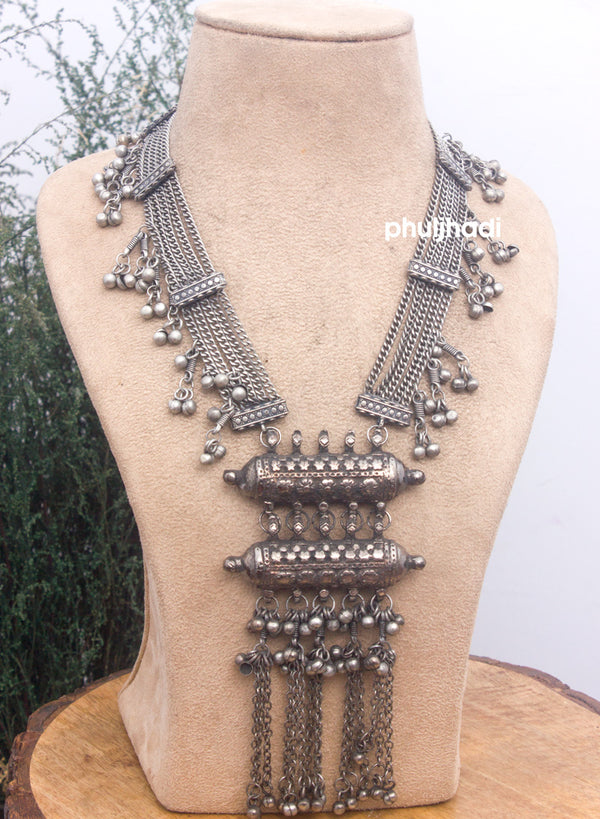 kashi oxidised silver necklace set