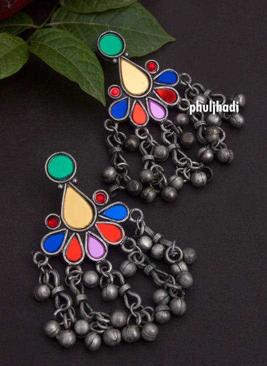 yellow drop stone oxidised earring