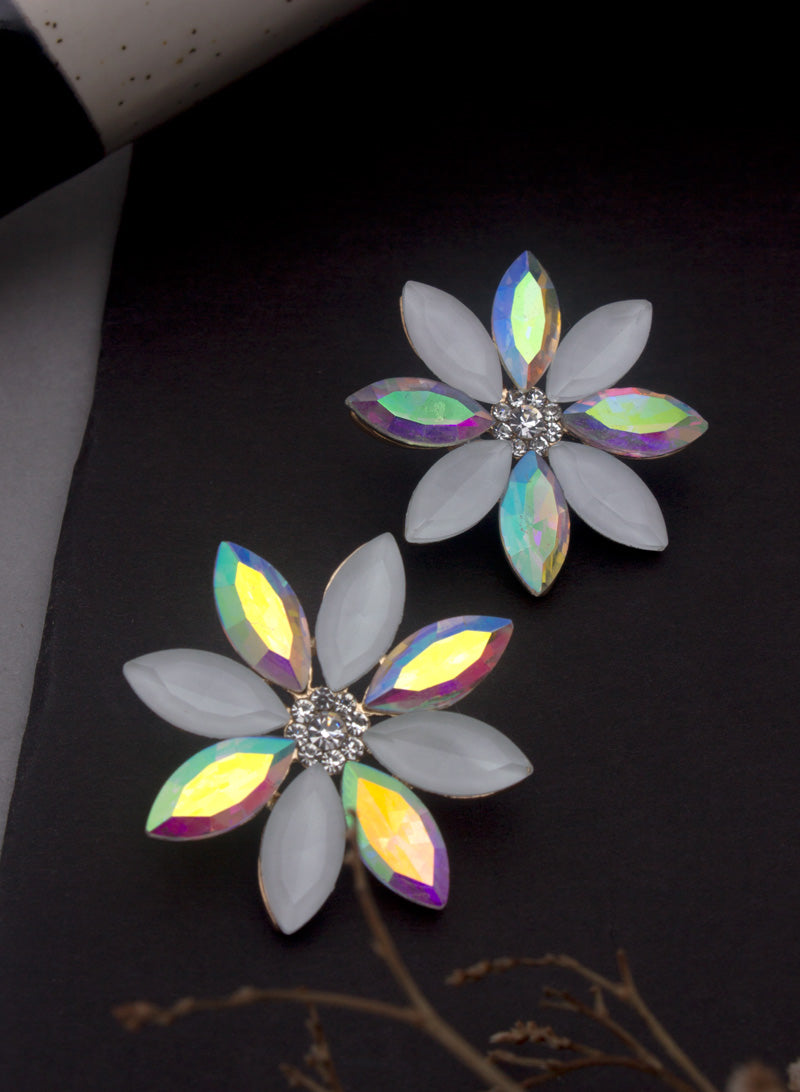 dual shade crystal floral earring