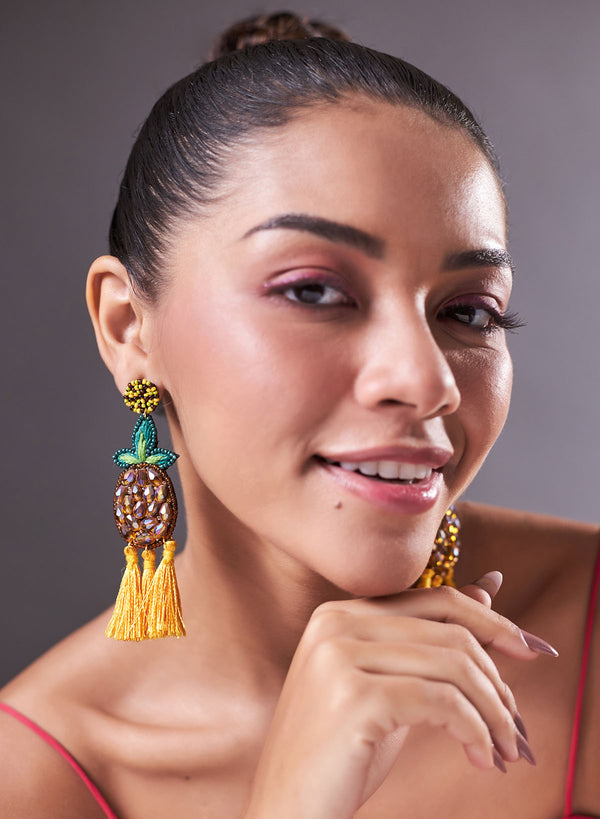 Pineapple tassel earring