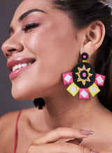 Multicolor Five Mirror Handmade Earring