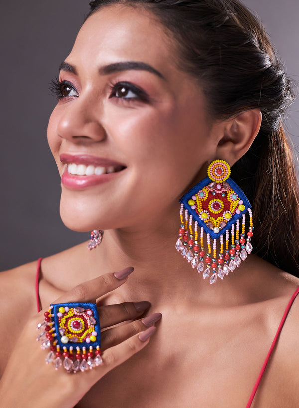 Sana multicolor earring with ring
